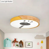 Acrylic Led Flushmount Lighting - Macaroon Ring With Giraffe Pattern Pink/Yellow/Blue 12’/16’ Width