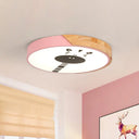 Acrylic Led Flushmount Lighting - Macaroon Ring With Giraffe Pattern Pink/Yellow/Blue 12’/16’