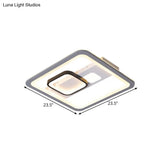 Acrylic Led Grey Ceiling Light In Warm/White - 16’/19.5’/23.5’ Square Flush Mount