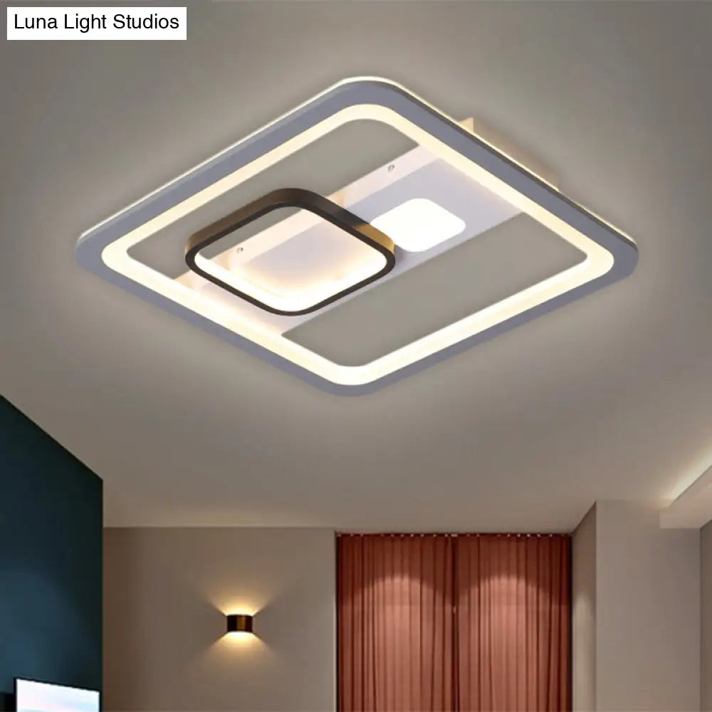 Acrylic Led Grey Ceiling Light In Warm/White - 16’/19.5’/23.5’ Square Flush Mount