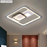 Acrylic Led Grey Ceiling Light In Warm/White - 16’/19.5’/23.5’ Square Flush Mount