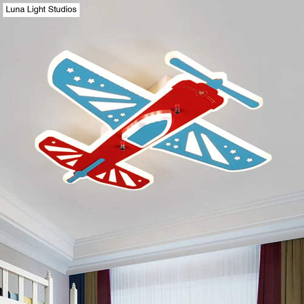Acrylic Led Plane Shape Flush Ceiling Light For Boy’s Room In Red And Blue