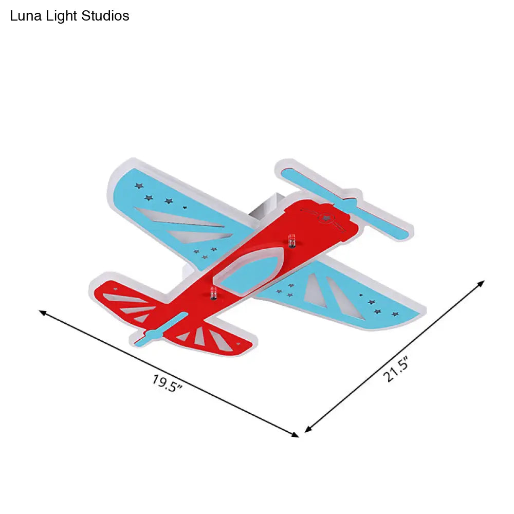 Acrylic Led Plane Shape Flush Ceiling Light For Boy’s Room In Red And Blue