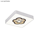 Acrylic Led Square Ceiling Light With Crystal Patterns For Bedroom