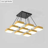 Acrylic Macaron Style Pendant Light For Kindergartens: Square Shade Chandelier