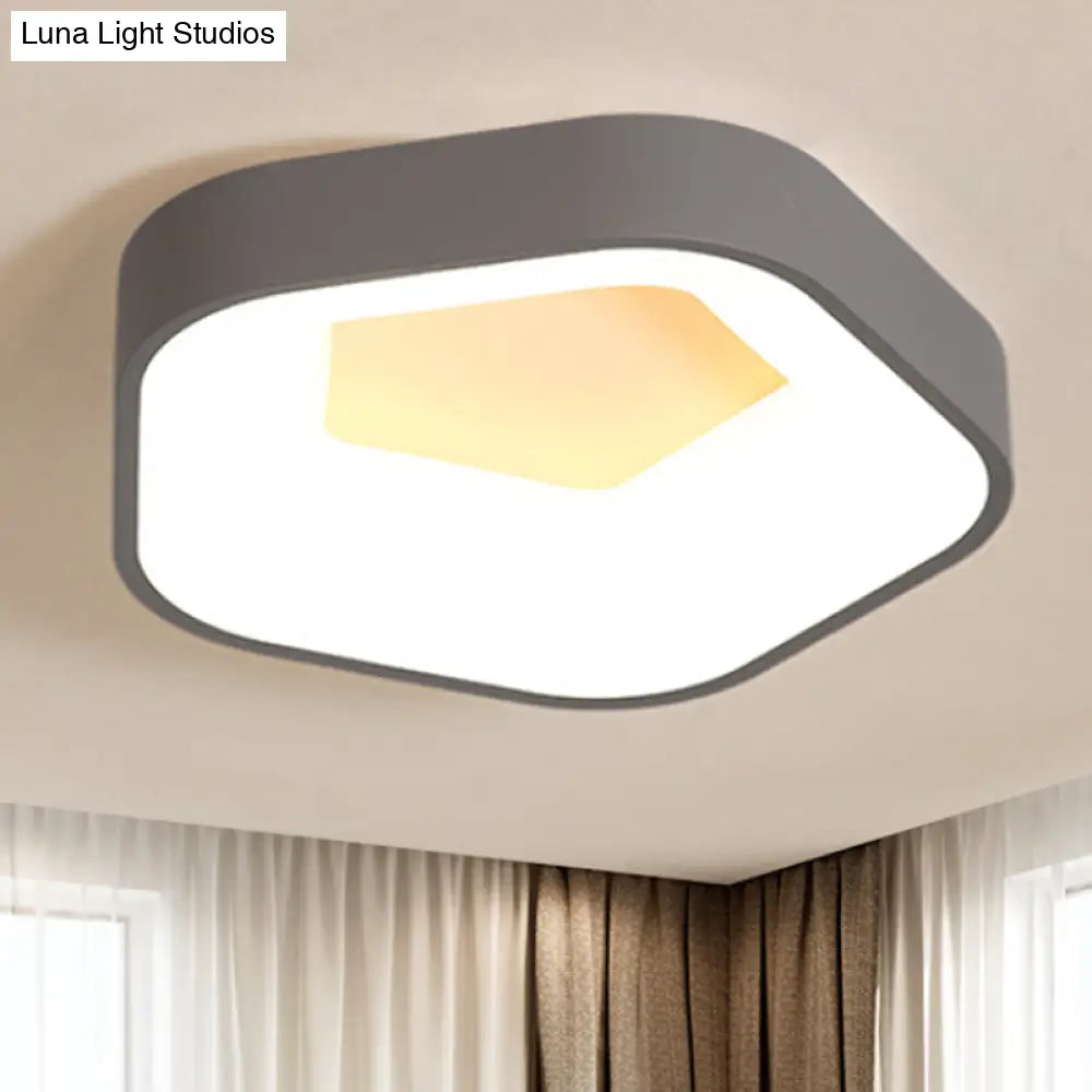 Acrylic Pentagon Flushmount Ceiling Led Light - Nordic Grey With White/Warm/Natural Lighting