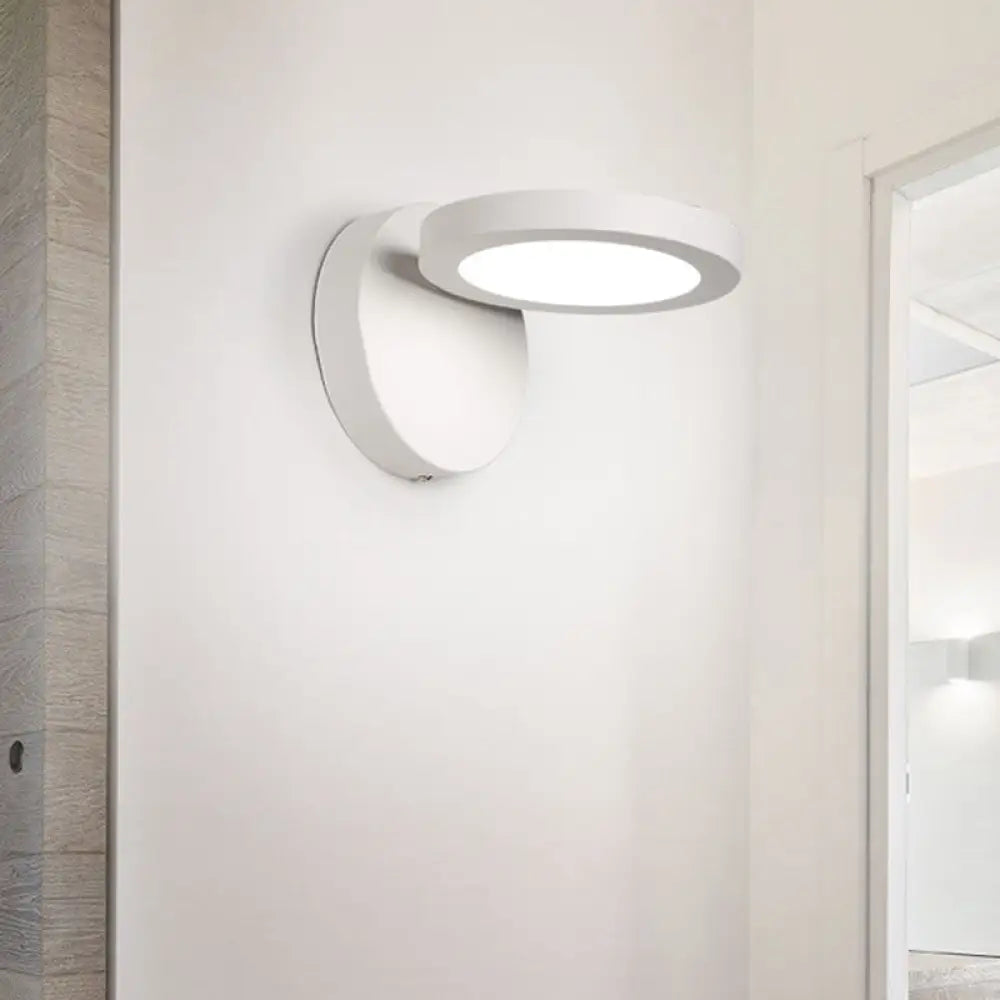 Acrylic Rotating Lens Wall Light: Simplicity In White/Black With Warm/White Led Glow White / Warm