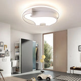 Acrylic Round Flush Mount Cartoon Ceiling Light For Bedroom White