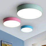 Acrylic Round Led Flushmount Ceiling Light For Kindergarten - Childrens Lighting Green / 12 White