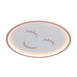 Acrylic Smiling Face Ceiling Light Fixture - Cartoon Led Flush Mount Lamp In Pink With Warm/White