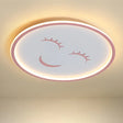Acrylic Smiling Face Ceiling Light Fixture - Cartoon Led Flush Mount Lamp In Pink With Warm/White /
