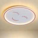 Acrylic Smiling Face Ceiling Light Fixture - Cartoon Led Flush Mount Lamp In Pink With Warm/White /