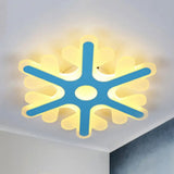 Acrylic Snowflake Flush Mount Ceiling Light For Kids’ Bedroom Blue / 16’
