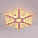 Acrylic Snowflake Flush Mount Ceiling Light For Kids’ Bedroom Pink / 16’