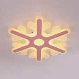 Acrylic Snowflake Flush Mount Ceiling Light For Kids’ Bedroom Pink / 16’