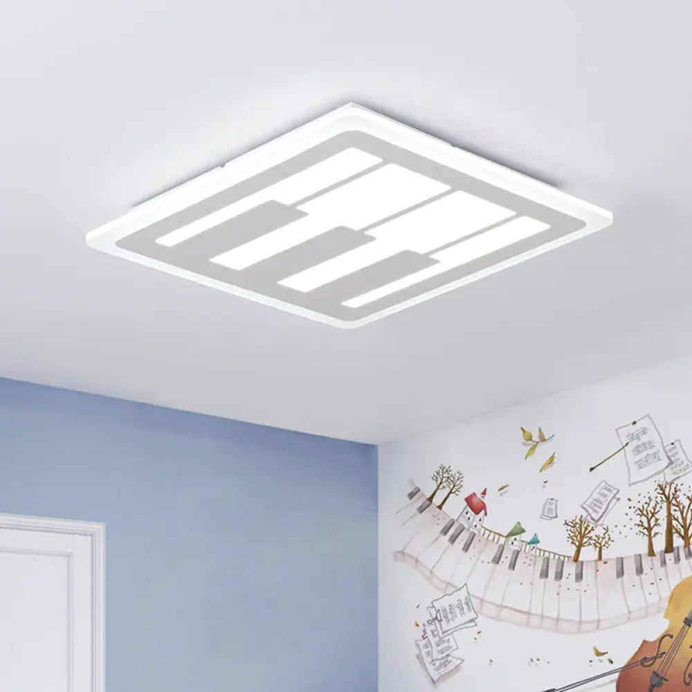Acrylic Square Flushmount Led Ceiling Light In Warm/White With Modernist Design White /