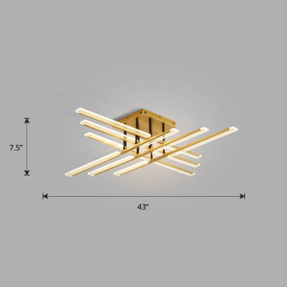 Acrylic Sticks Led Ceiling Light Fixture - Nordic Gold Semi Flush Mount For Bedroom / 43 White