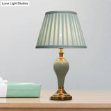 Adalyn - Vintage Ceramic Urn Table Lighting 1 Bulb Bedside Nightstand Light In Aqua/Beige/Silver