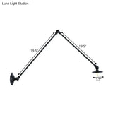Adjustable 2-Arm Wall Light With Studio Task Lamp In Black Various Length Options