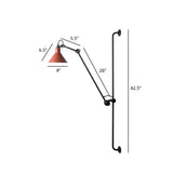 Adjustable Arm Loft Style Metal Wall Mount Reading Light With Shaded Head Red / A