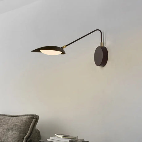 Adjustable Arm Metallic Led Wall Lamp For Modern Bedroom Décor In Coffee