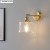 Adjustable Brass Industrial Wall Sconce Light With Glass Shade For Bedroom & Hotel