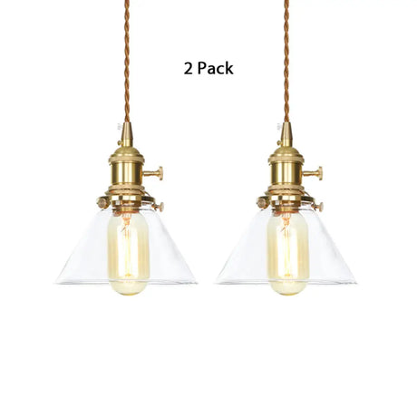 Adjustable Clear Glass Cone Pendant Light For Kitchen - Single Hanging Fixture / 2