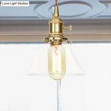 Adjustable Clear Glass Cone Pendant Light For Kitchen - Single Hanging Fixture