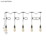 Adjustable Cord Industrial Black Metal Ceiling Light Fixture With 3/5/7-Light Bare Bulb Pendant