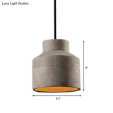Adjustable Cord Industrial Pendant Lighting In Grey - 6.5/8.5/10.5 Diameter Barn/Cylinder/Dome Shape