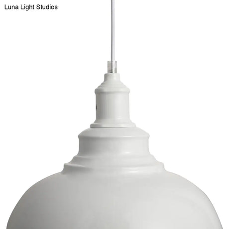 Adjustable Cord Pendant With Metal Dome Shade In Retro Black/Gray - 12’/14’/16’ W