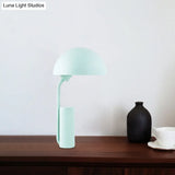 Adjustable Iron Domed Macaron Desk Lamp With Black/Light Green Finish