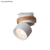 Adjustable Led Grey/Green/White Flush Mount: Modern Metallic Cylindrical Lighting In Macaron Style