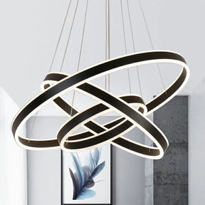 Adjustable Led Pendant Light: Artistic Metal Chandelier For Dining Room In Coffee / 23.5 Warm