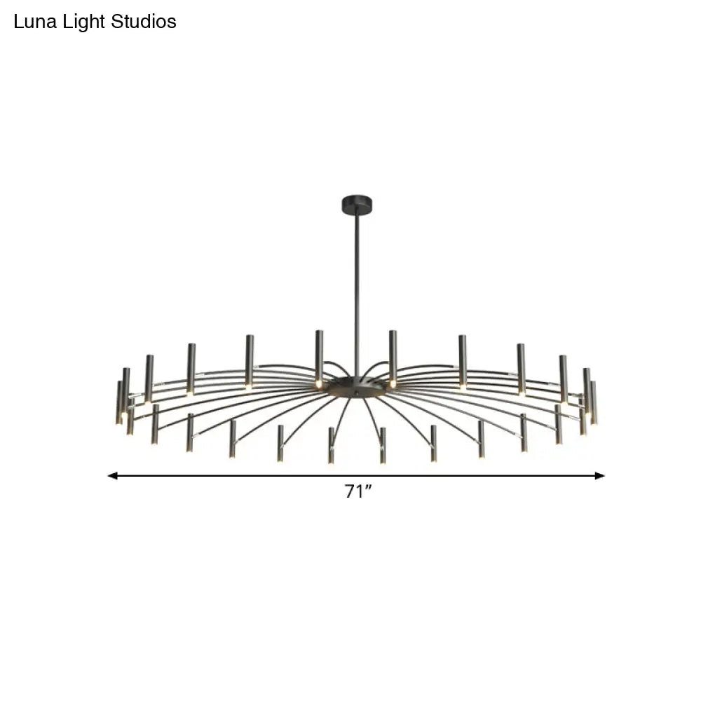 Adjustable Linear Shade Chandelier - Modern Metal Ceiling Light (12/24 Lights) In Black/Rose Gold