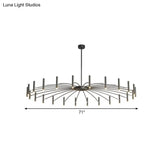 Adjustable Linear Shade Chandelier - Modern Metal Ceiling Light (12/24 Lights) In Black/Rose Gold