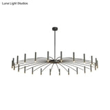 Adjustable Linear Shade Chandelier - Modern Metal Ceiling Light (12/24 Lights) In Black/Rose Gold