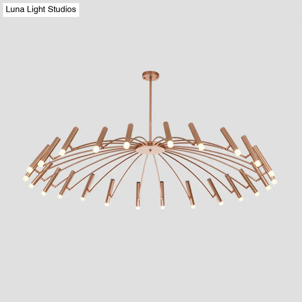 Adjustable Linear Shade Chandelier - Modern Metal Ceiling Light (12/24 Lights) In Black/Rose Gold