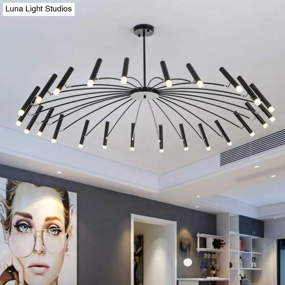 Adjustable Linear Shade Chandelier - Modern Metal Ceiling Light (12/24 Lights) In Black/Rose Gold