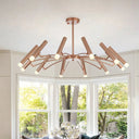 Adjustable Linear Shade Chandelier - Modern Metal Ceiling Light (12/24 Lights) In Black/Rose Gold 12