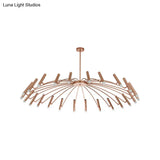 Adjustable Linear Shade Chandelier - Modern Metal Ceiling Light (12/24 Lights) In Black/Rose Gold