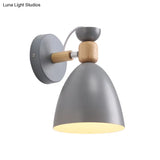 Adjustable Macaron Wall Lamp With Metal Bell Shade Single Bedside Reading Light