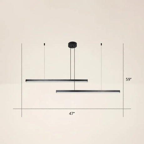 Adjustable Metal Line Art Led Pendant Lamp For Minimalist Bedroom Ceiling 2 / Black Warm
