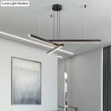 Adjustable Metal Line Art Led Pendant Lamp For Minimalist Bedroom Ceiling