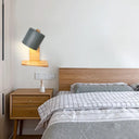 Adjustable Nordic Metal Drum Wall Sconce With 1 Bulb: Gray/White/Green Bedside Light Fixture Grey