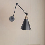 Adjustable Tapered Loft-Style Metallic Wall Mount Light - 1-Head Black/White Sconce Fixture For