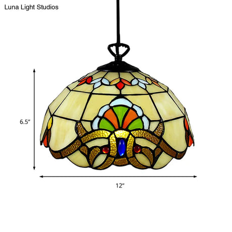 Adjustable Victorian Pendant Lighting With Stained Glass Floral Shades For Kitchen Island
