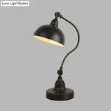 Adjustable Vintage Table Lamp: Metal Dome Black With Gooseneck Arm - Ideal For Study Room 1 Bulb