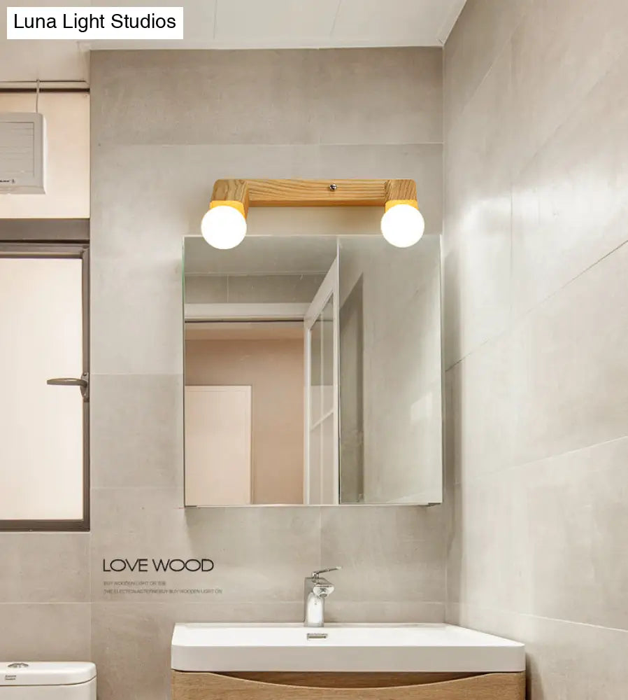 Adjustable Wooden Vanity Mirror Light: Modern Sconce For Bathroom