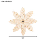 Adorable Beige Led Floral Wooden Wall Lamp: Perfect For Kids Bedroom & Hallway